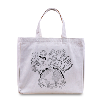 A canvas tote bag represent eco concept with save earth appearance.
